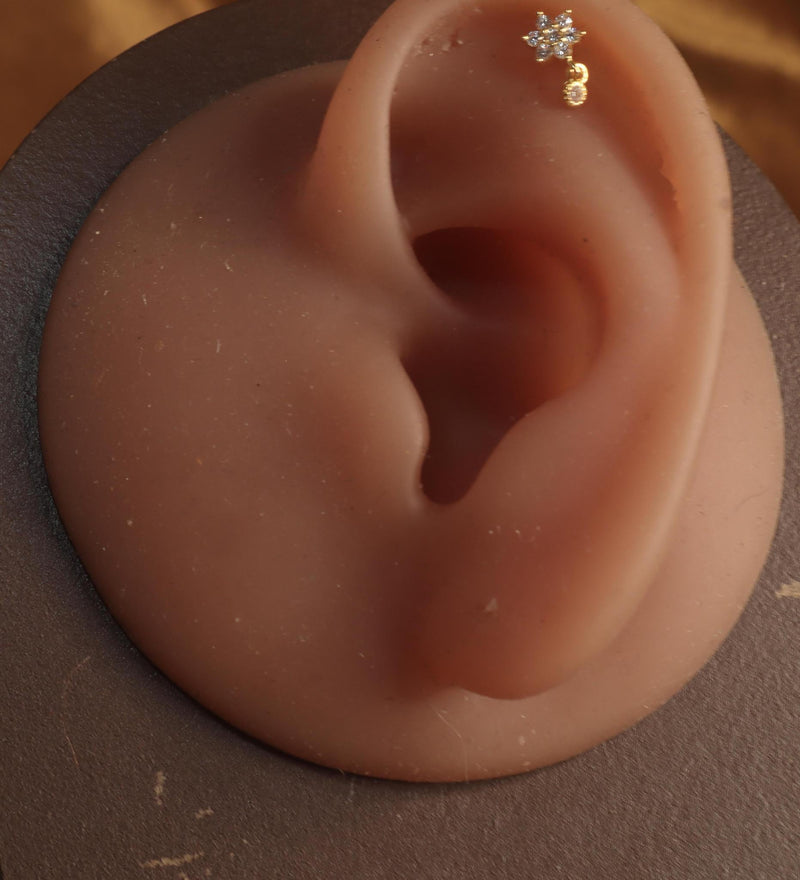 Gold Star Gem Cartilage Ear Piercing Jewelry - YoniDa&