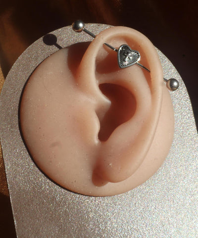 Steel Cross Heart Industrial Barbell Body Piercing Jewelry - YoniDa'Punani