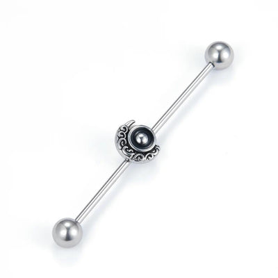 Steel Half Moon Swirl Industrial Barbell Jewelry - YoniDa'Punani
