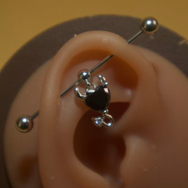 Steel Horn Heart Industrial Barbell Body Piercing Jewelry - YoniDa&