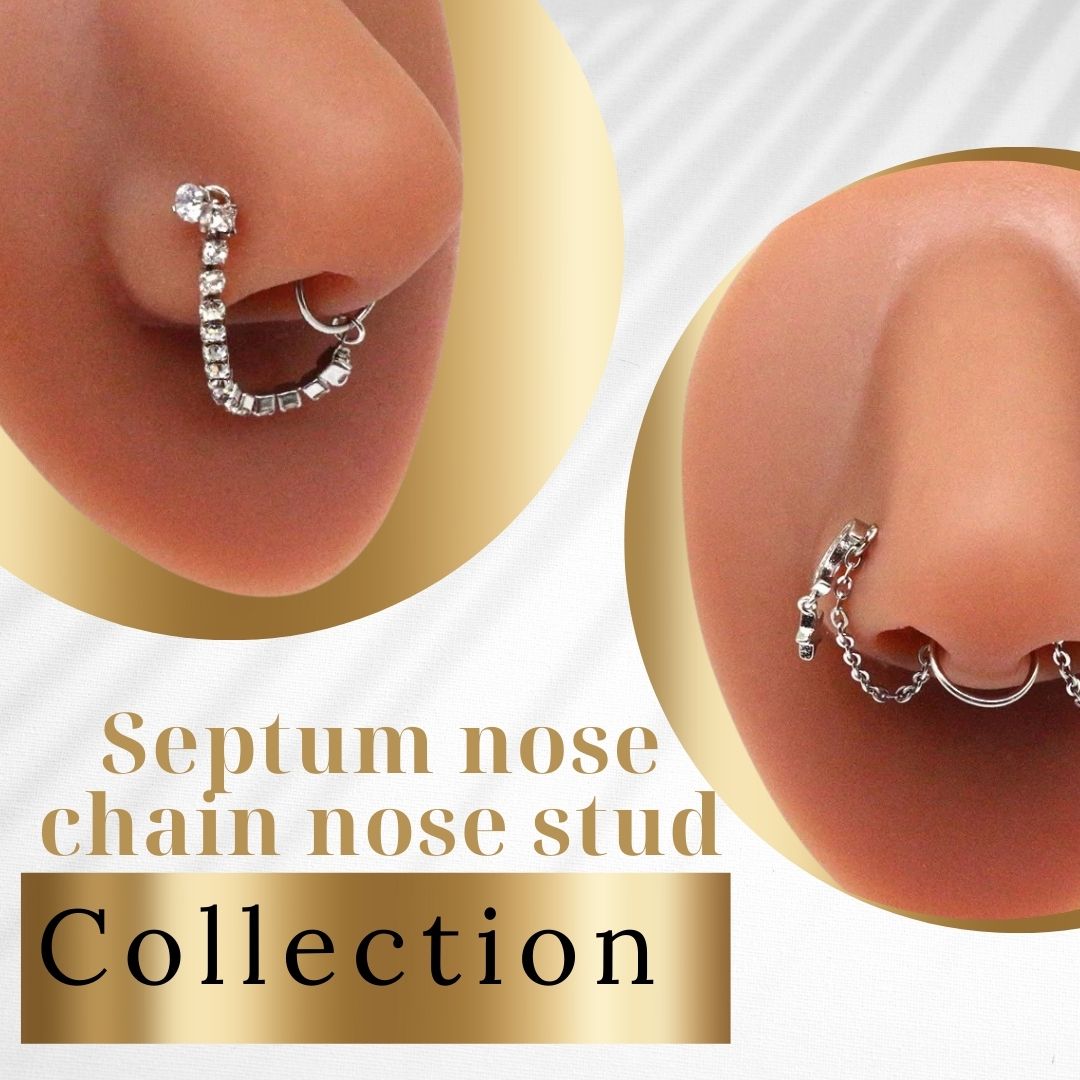 Septum nose chain nose stud