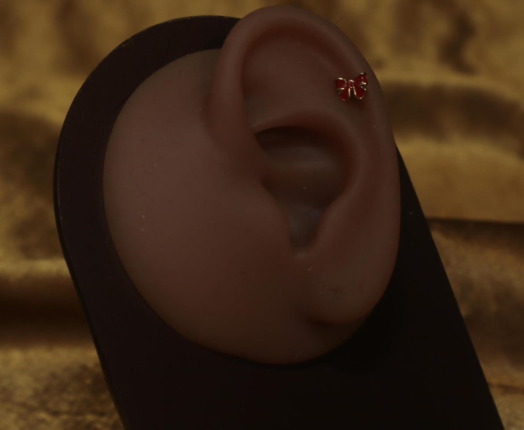 Red Bow Christmas Cartilage Piercing