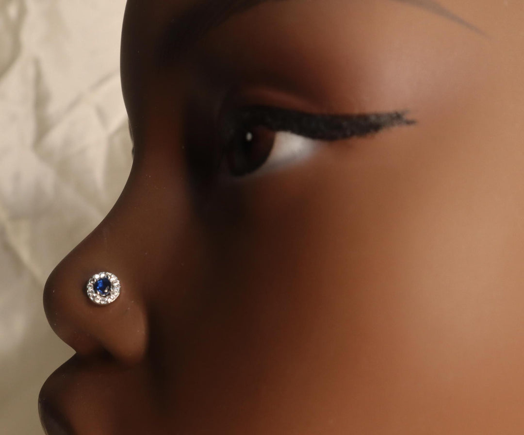 Circle Gem Crystal Nose Stud Piercing
