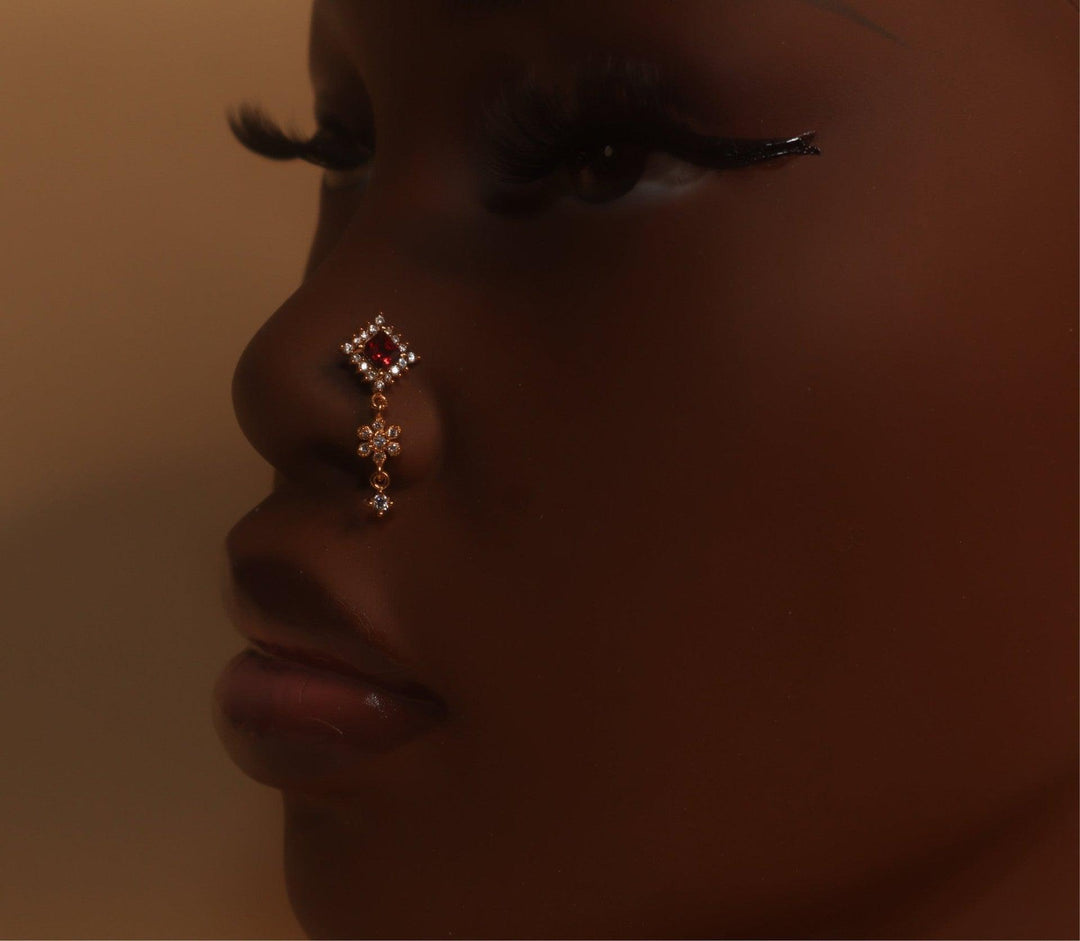 Natasha Square Flower Gem Nose Stud