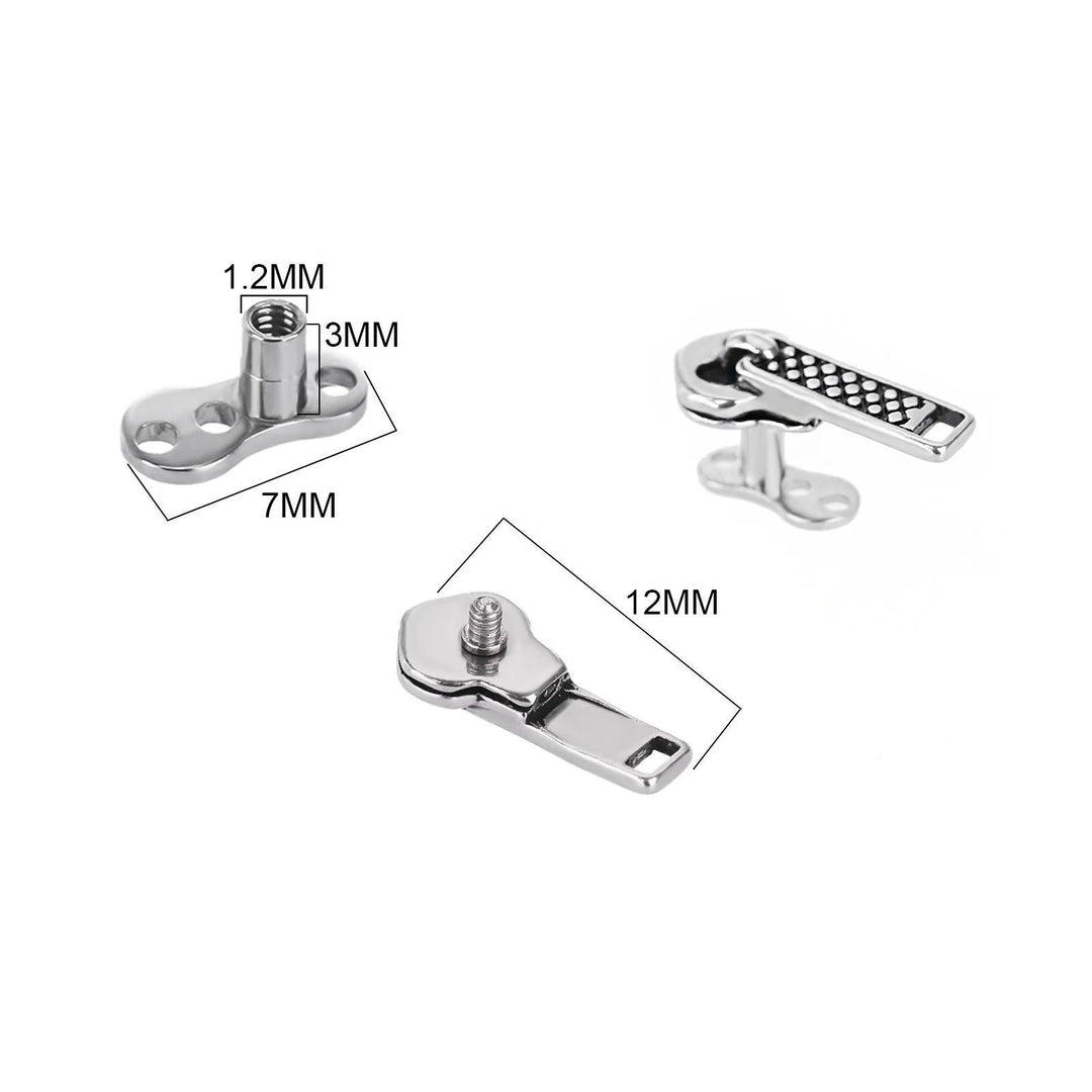 Zipper Top Dermal Anchor Body Jewelry