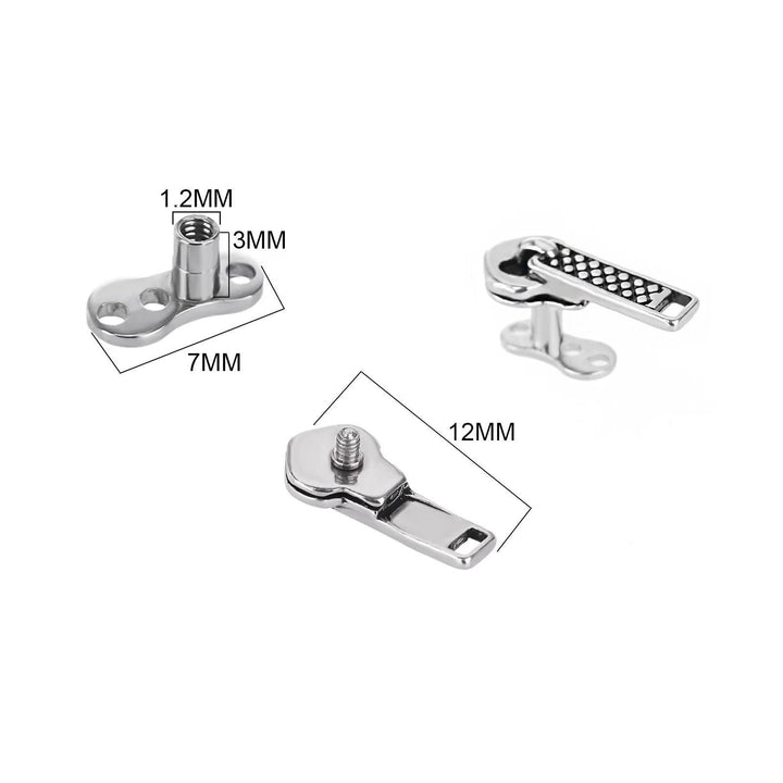 Zipper Top Dermal Anchor Body Jewelry