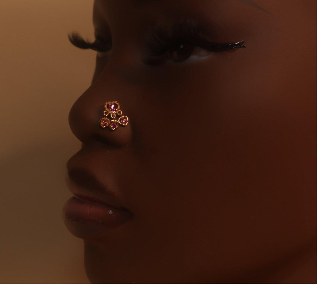 Sawyer Three Heart Nose Stud Jewelry Piercing