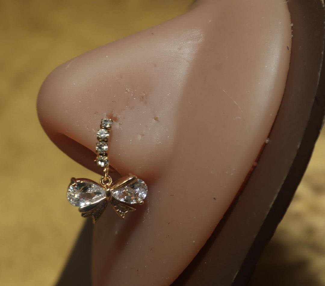 Dangle Bow Nose Hoop