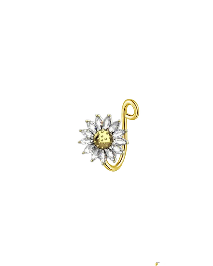 Spinning Golden Sunflower Non Nose Piercing Jewelry