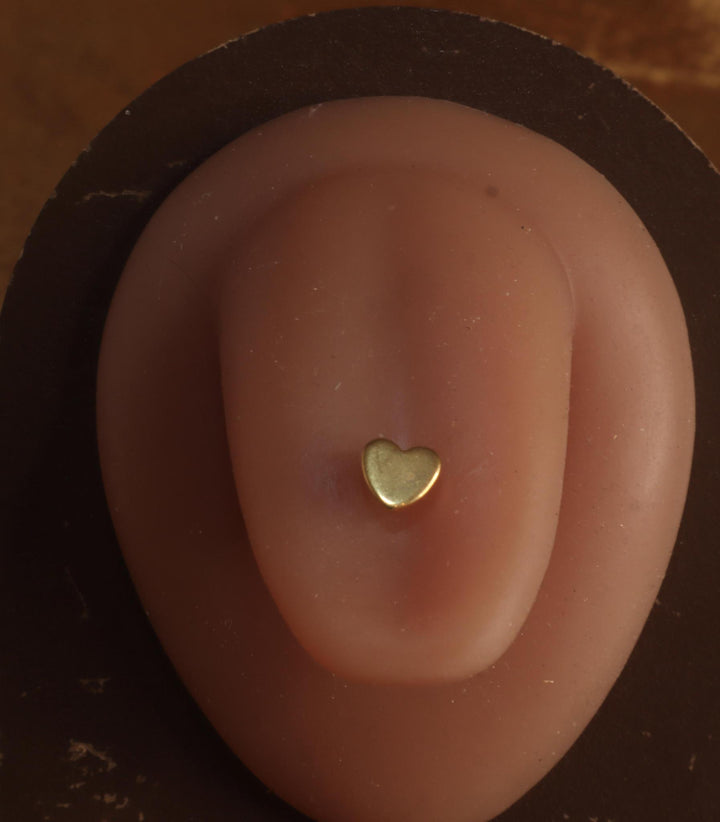 Solid Steel 14G Steel Heart Gem Tongue ring piercing