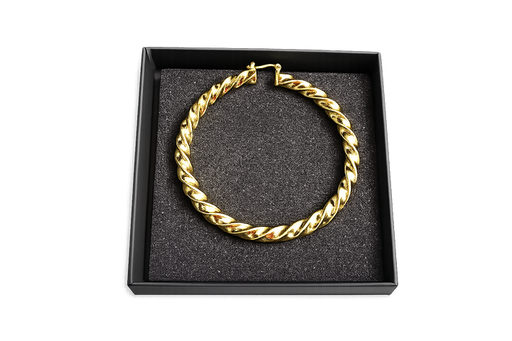 18K Gold Swirl Bamboo Hoop Earrings