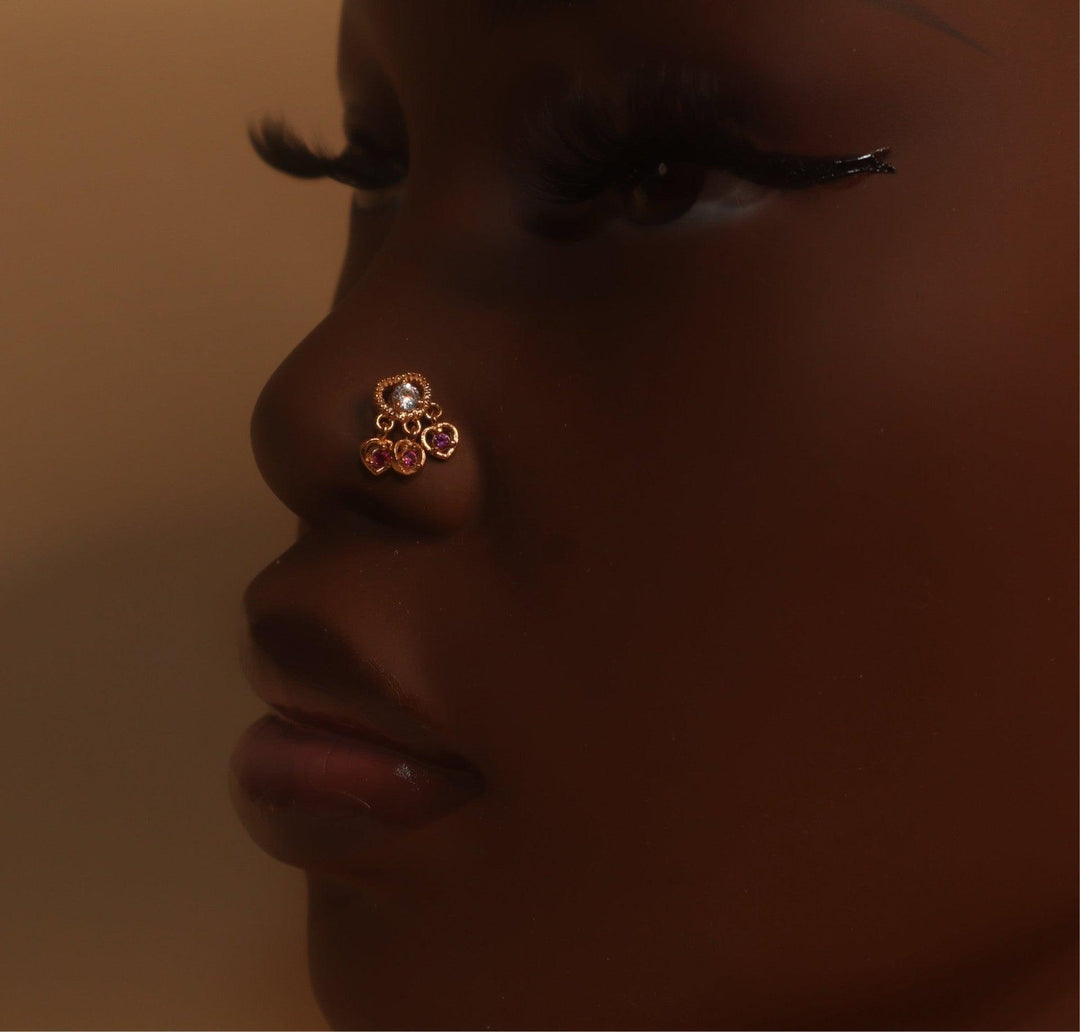 Sawyer Three Heart Nose Stud Jewelry Piercing