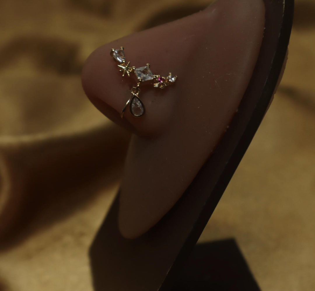 Star Square Oval Galaxy Nose Cuff Non Piercing