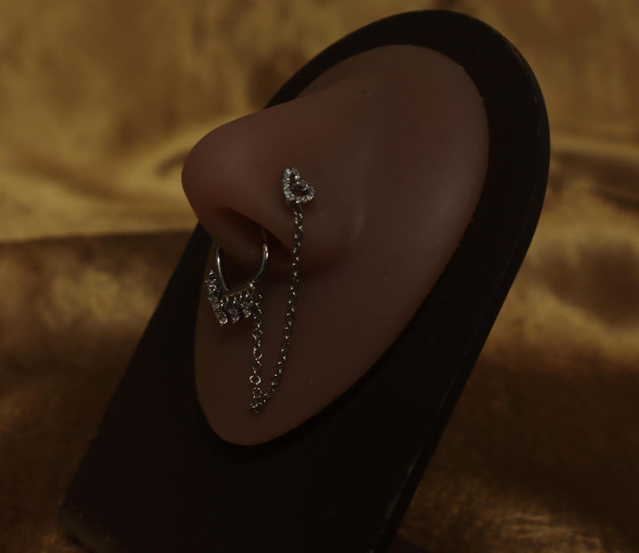 Septum Dangle Chains Heart Nose Ring Chain
