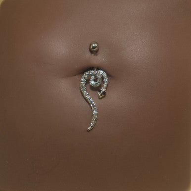 Steel Swirl Snake Navel Belly Button Ring Body Piercing