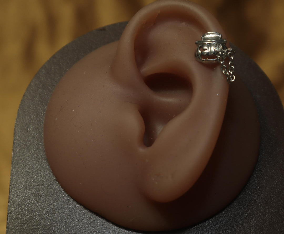 Pumpkin Eye Glass with Chain Cartilage Piercing