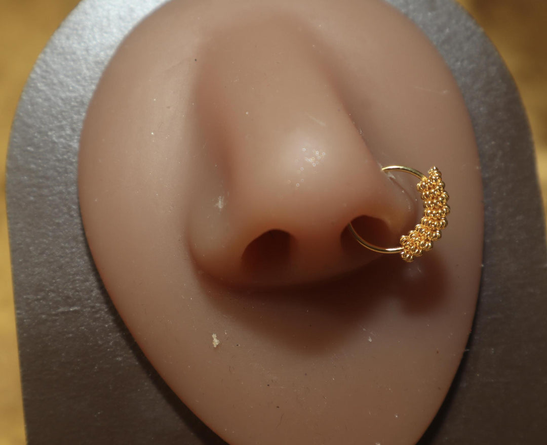 20G Gold bead Nose Hoop
