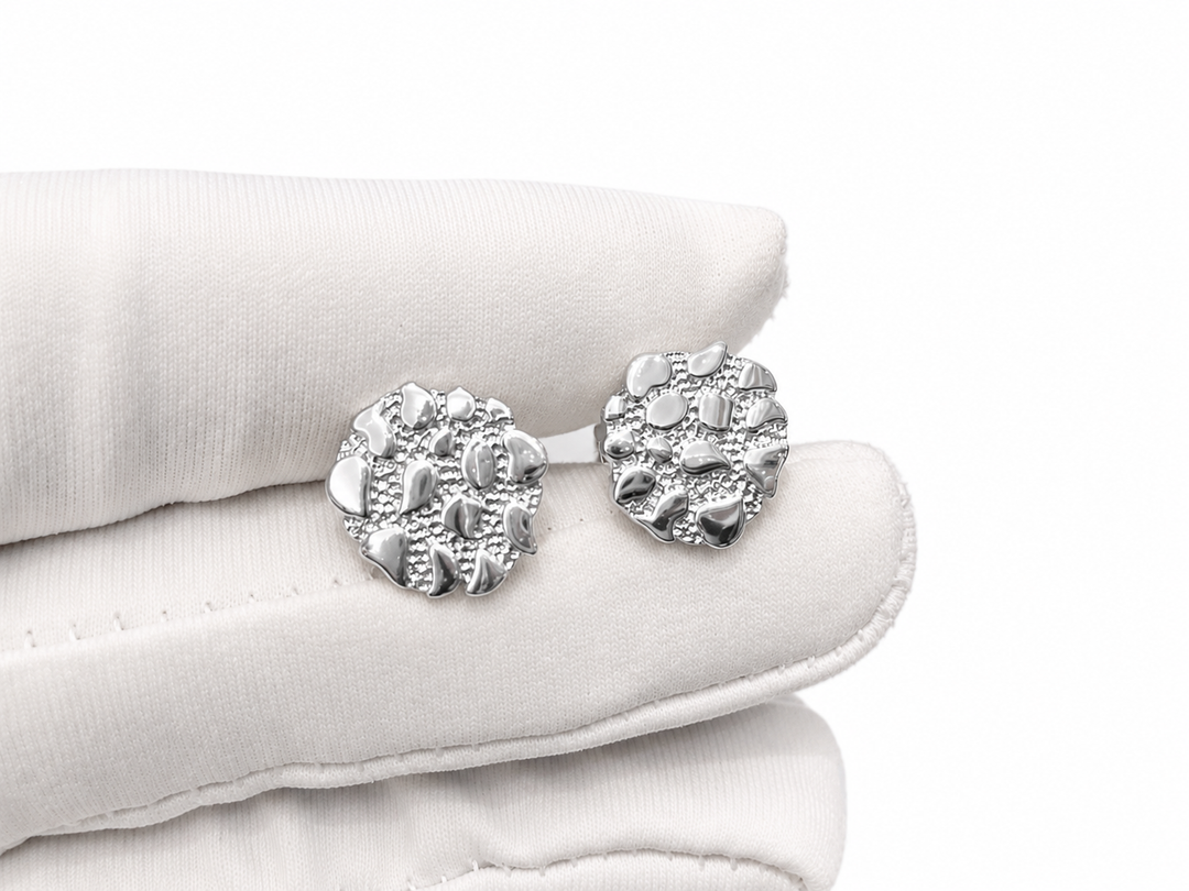 18K Gold Textured Nugget Earrings