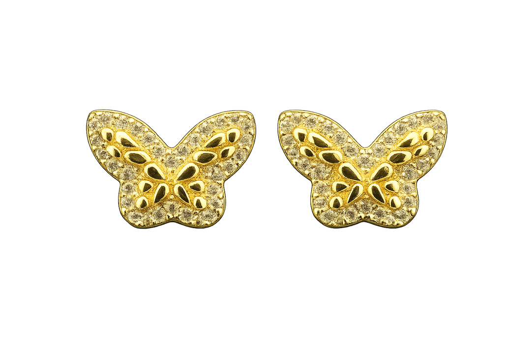 18K Gold Sparkle Butterfly Nugget Earrings