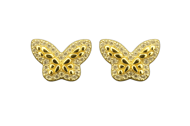 18K Gold Sparkle Butterfly Nugget Earrings