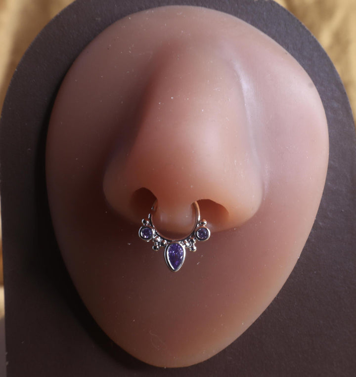 Purple Gem Septum Nose Hoop Piercing Jewelry