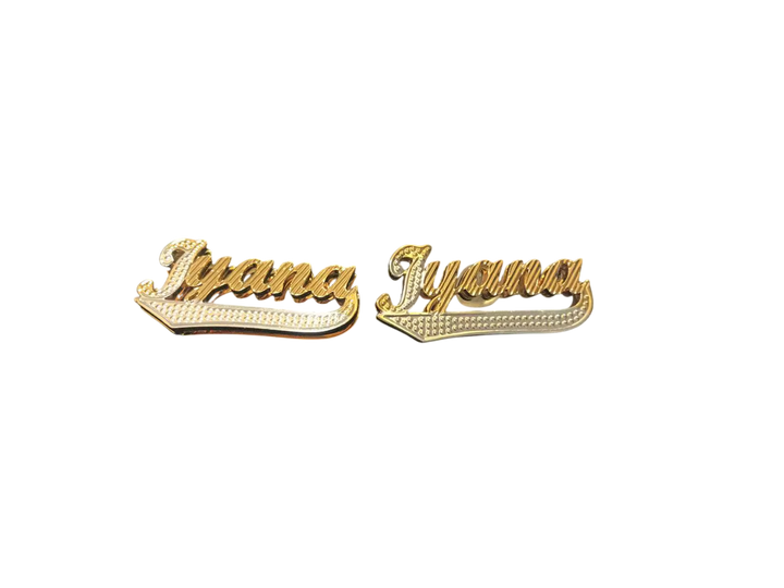 Custom 18K Gold Double Layer Nameplate Earrings