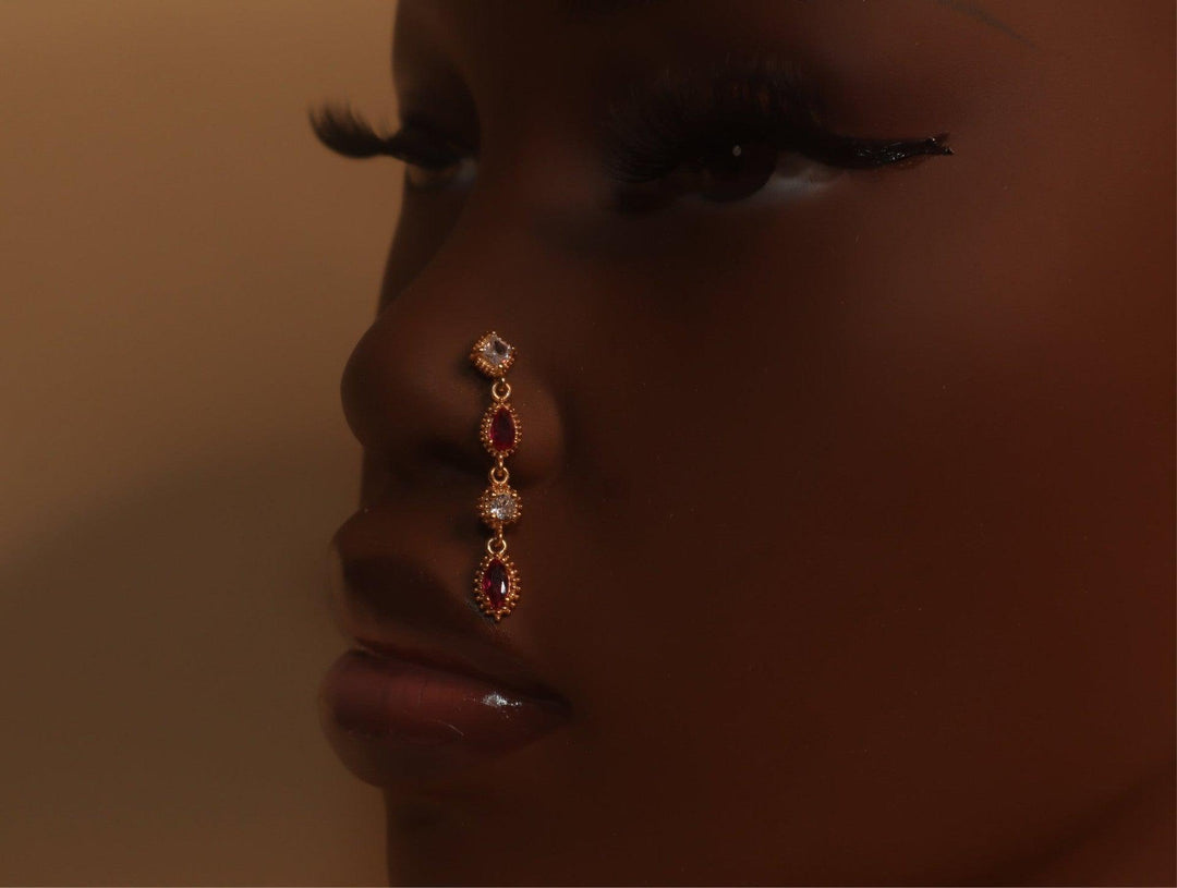 Positivity Dangle Gem Nose Stud Piercing Jewelry