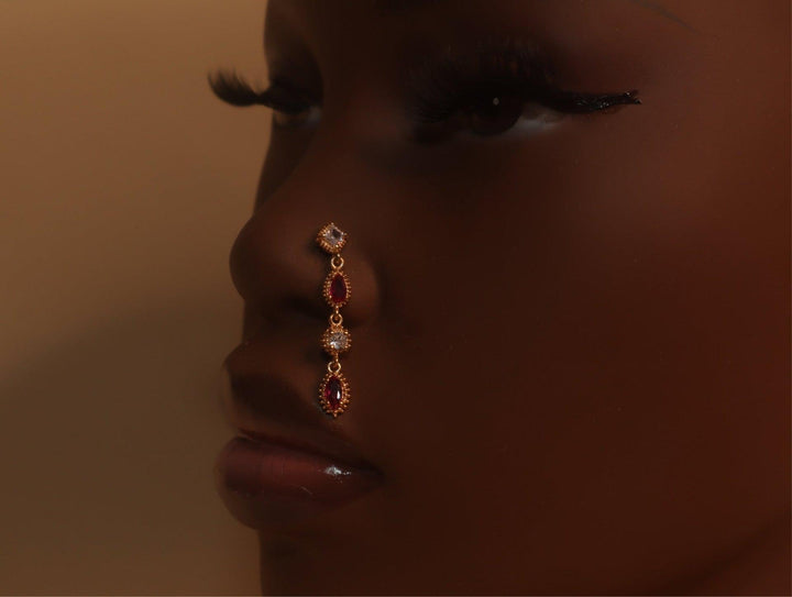 Positivity Dangle Gem Nose Stud Piercing Jewelry