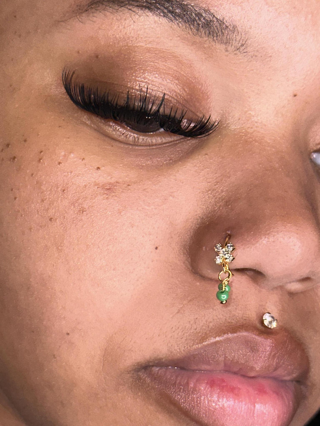 Dangling Colorful Two Balls Nose Hoop Jewelry