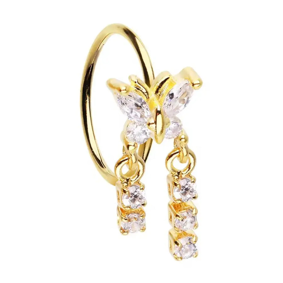 20G Gold Iced Butterfly Statement Hoop YoniDa'Punani