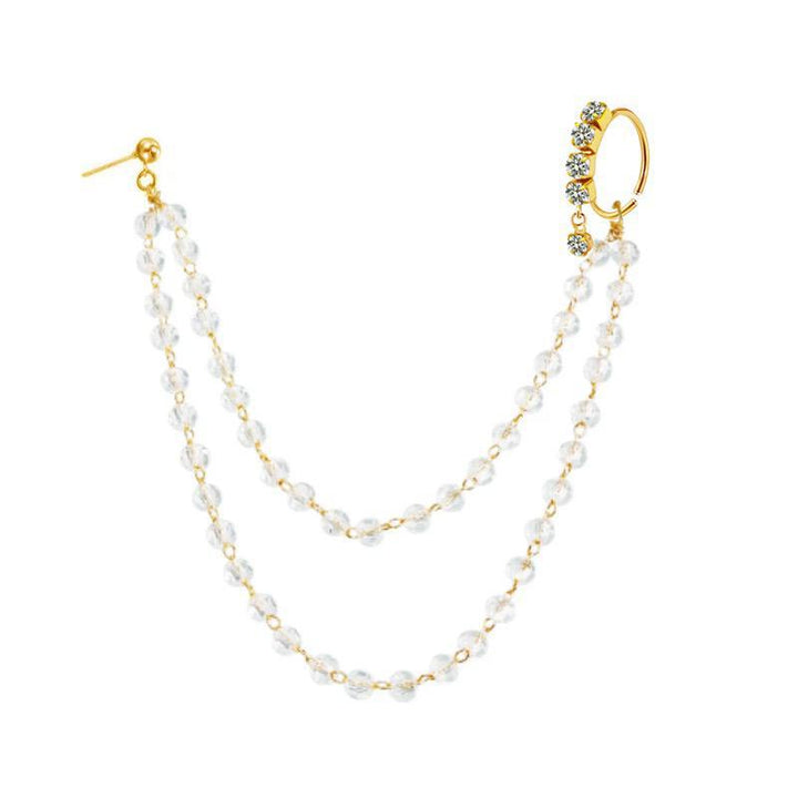 Chain Bead Dangle Gem Nose Stud Earring