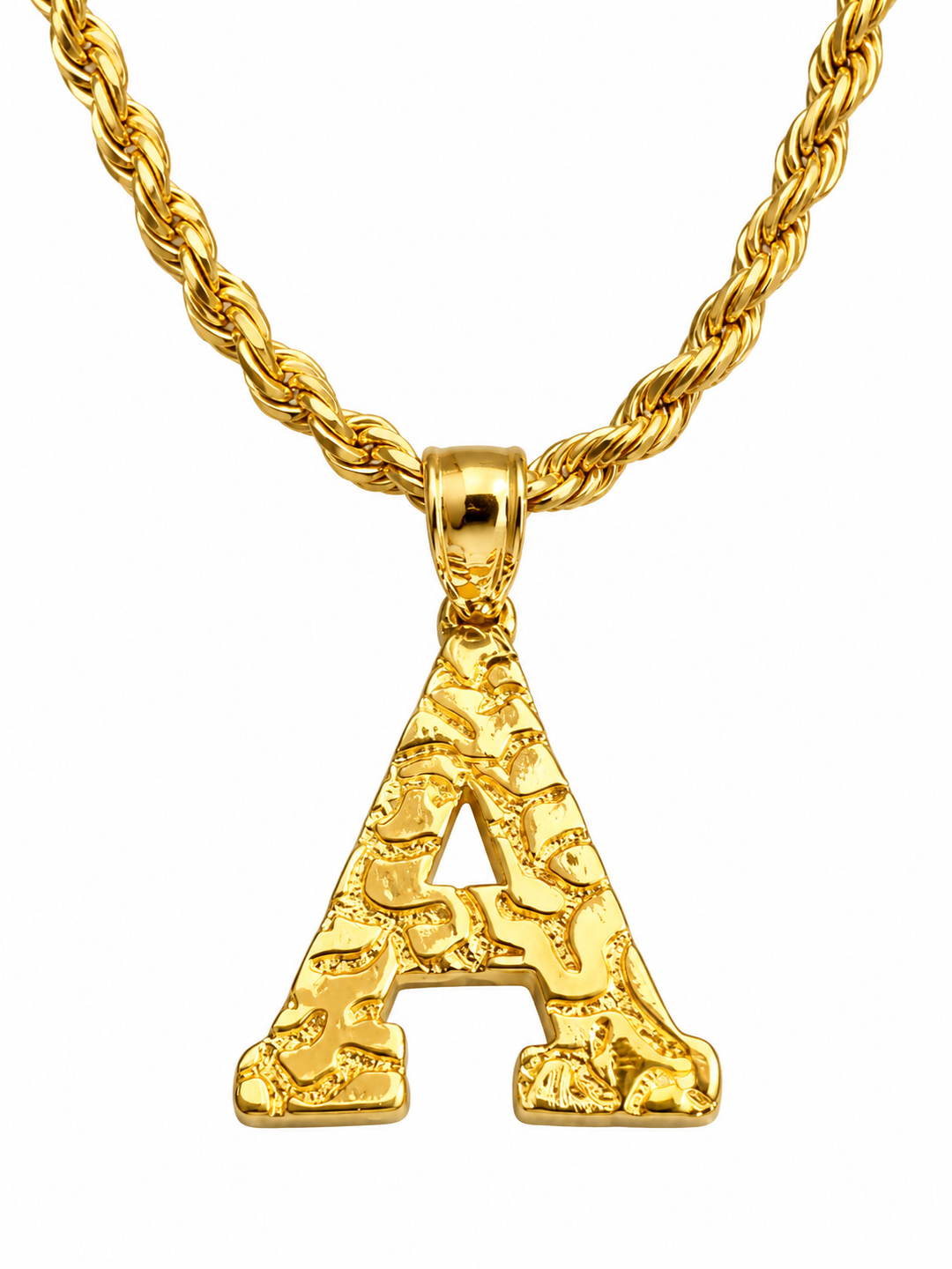 18K Gold Nugget Initial Pendant Necklace