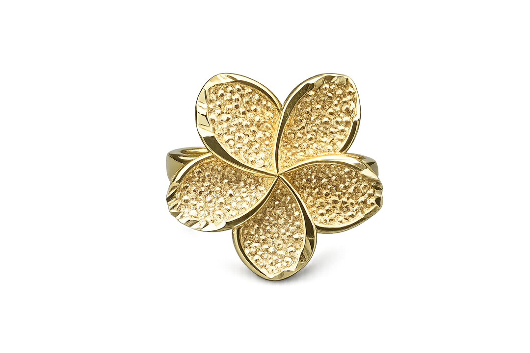 18K Gold Flower Statement Finger Ring