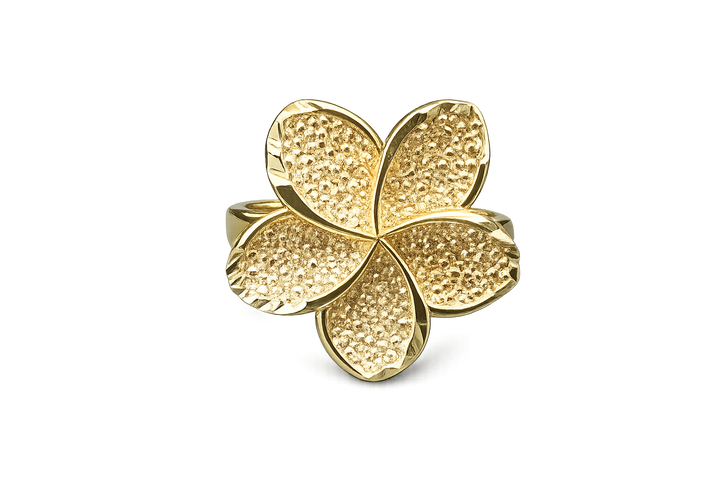 18K Gold Flower Statement Finger Ring