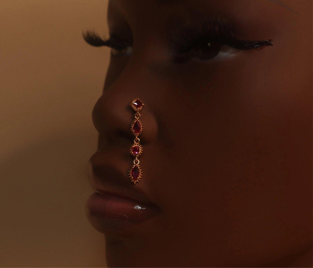 Positivity Dangle Gem Nose Stud Piercing Jewelry