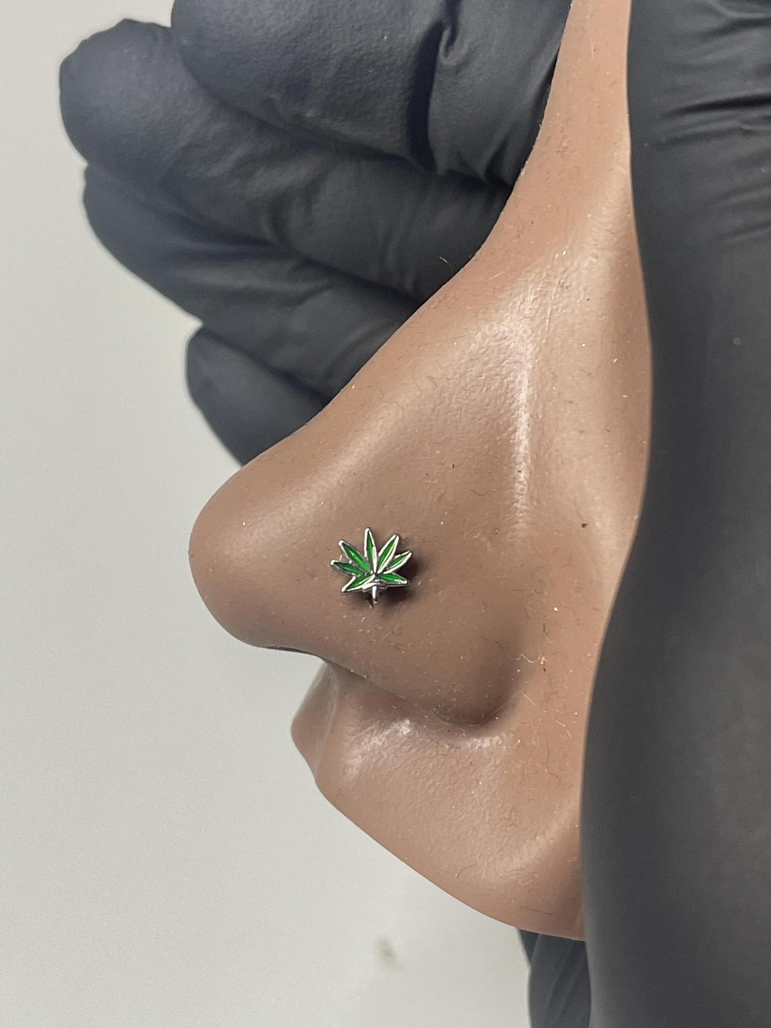 Green Canna  Nose Stud Piercing Jewelry