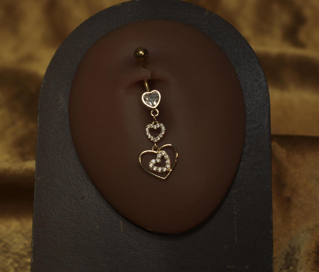 Four Heart Belly Button Navel Ring