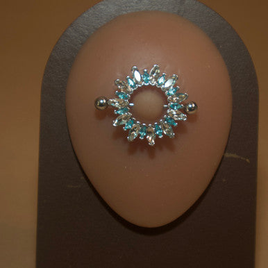 Silver Color Spike Shield Barbell Nipple Ring Jewelry