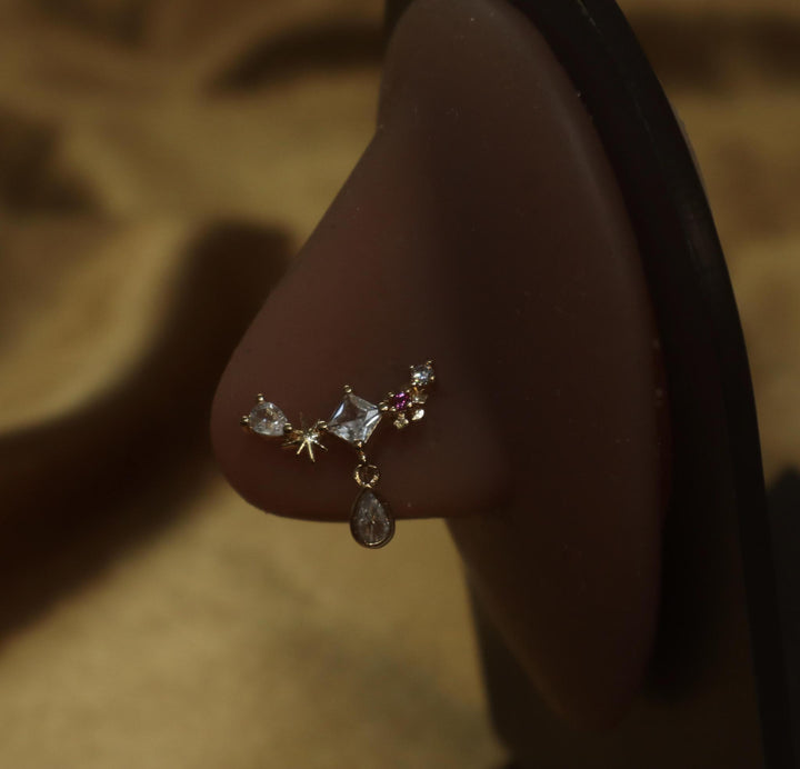 Star Square Oval Galaxy Nose Cuff Non Piercing