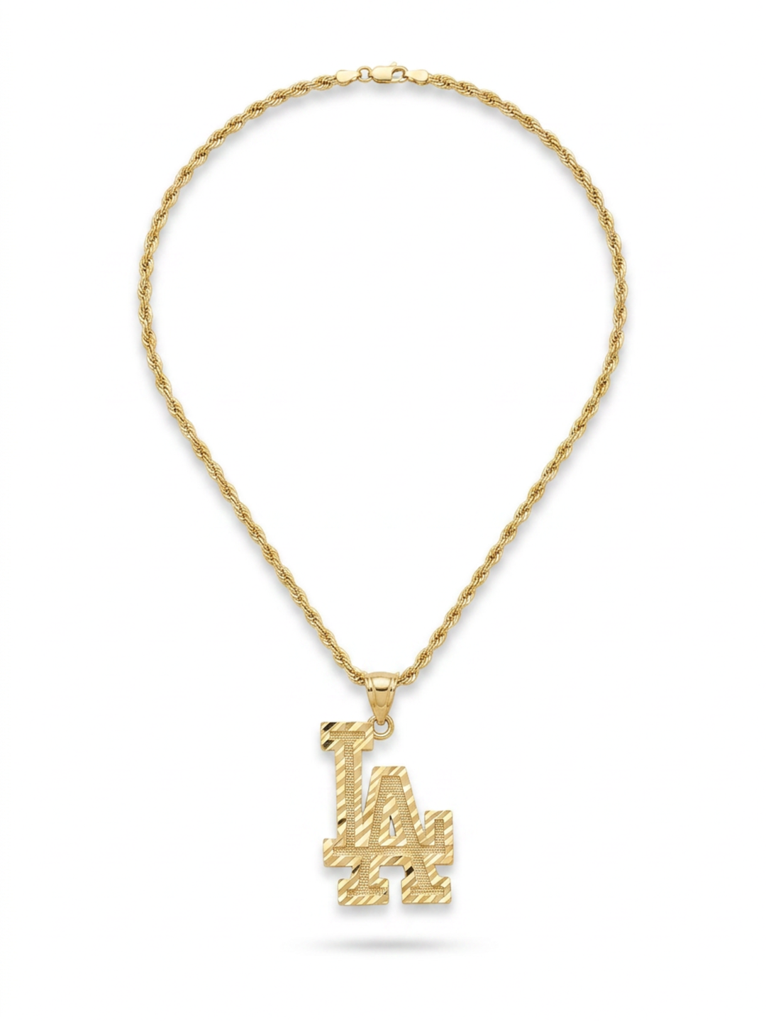 18K Gold Textured LA Nugget Rope Necklace