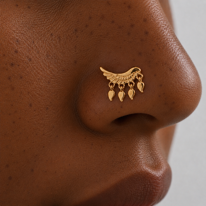 Half Wing Dangle Nose Stud Ring Piercing Jewelry