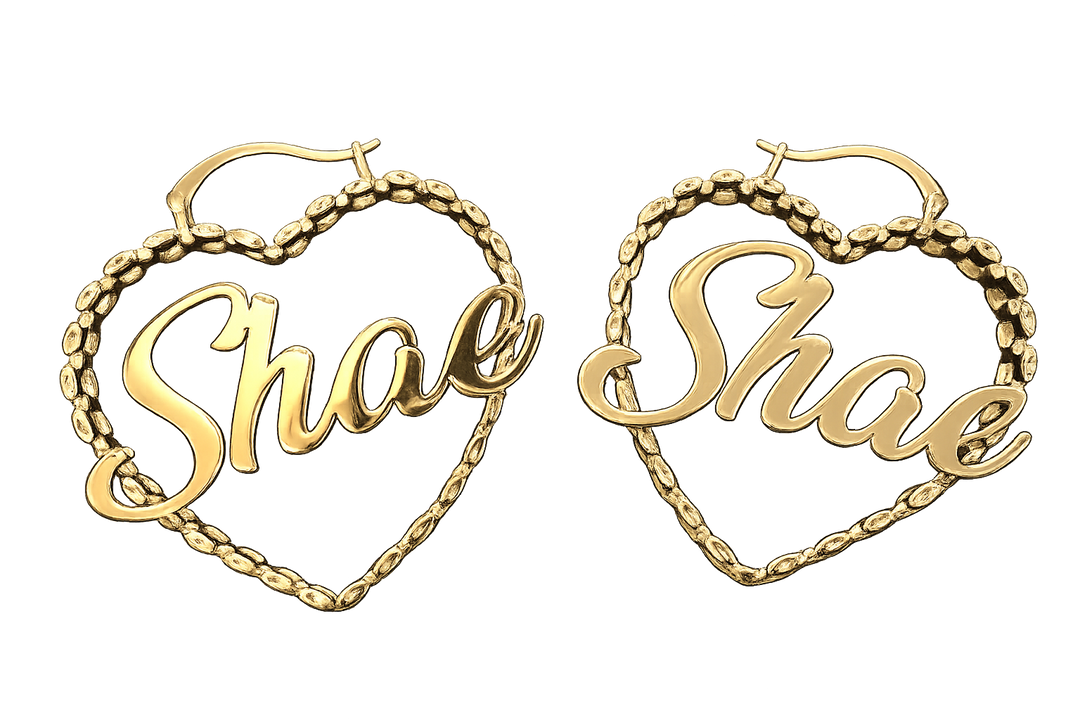 Personalized Heart Bamboo Hoop Earrings