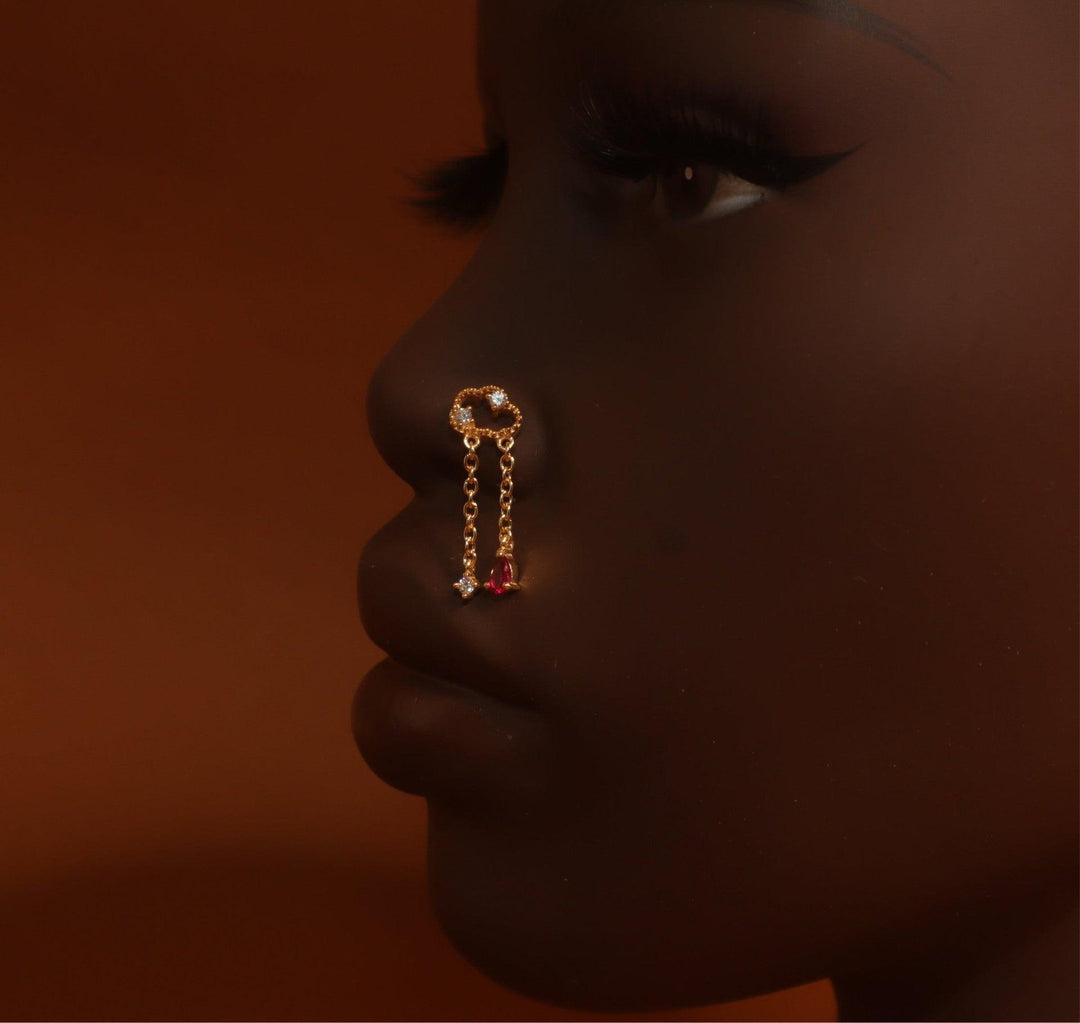 Drop Chain Cloudy Gem Nose Stud Piercing Jewelry
