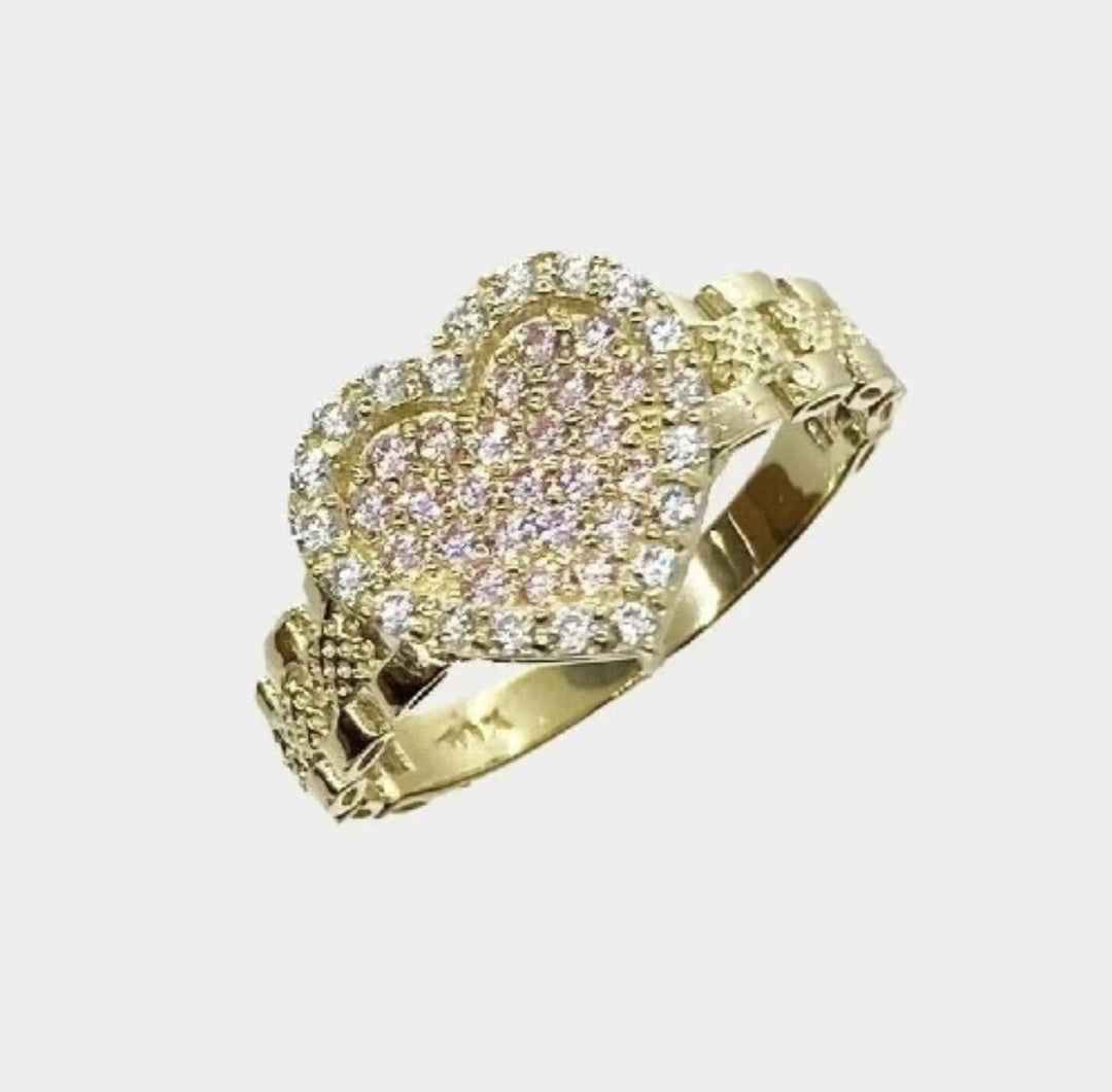 Gold Iced Out Heart Ring