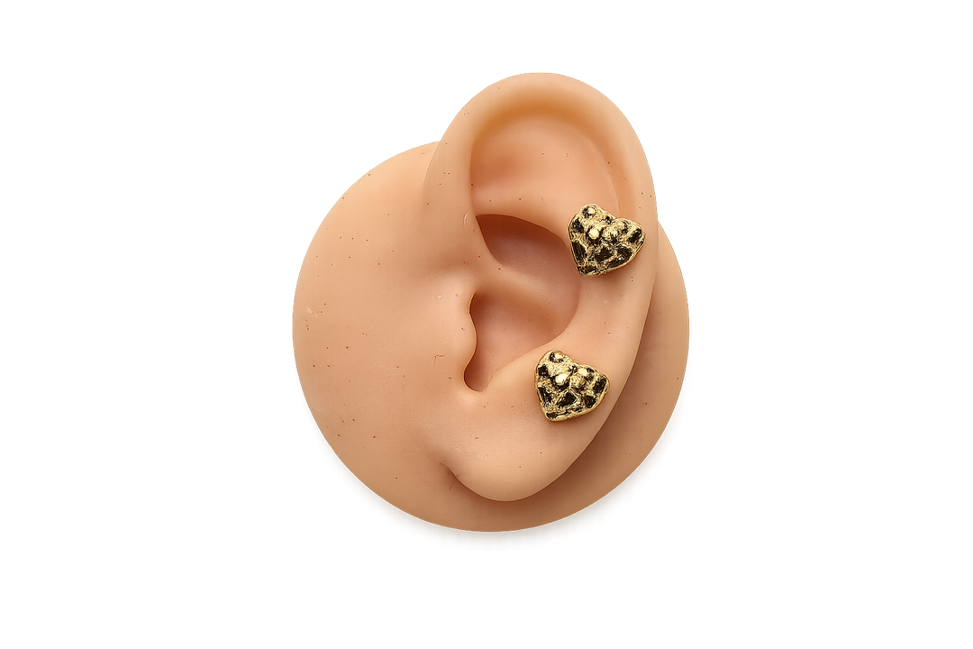 Heart Nugget  Gold Earrings