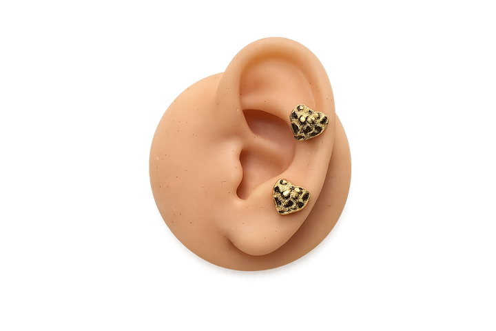 Heart Nugget  Gold Earrings