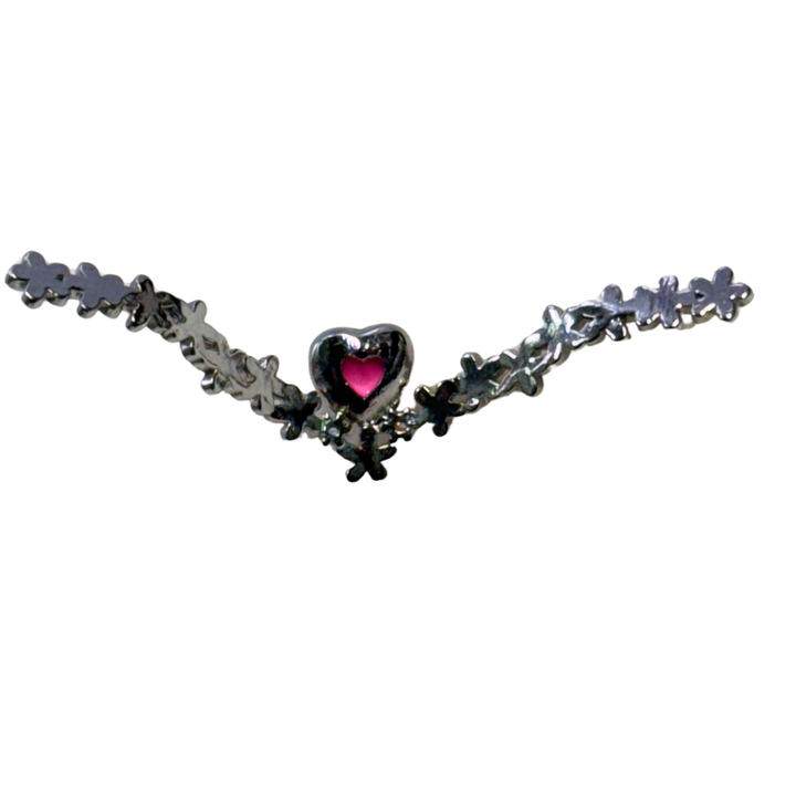 Pink Heart Floral Bridge Nose Cuff