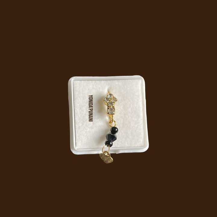 Dangling Black Princess  Gems Heart Hoop Piercing