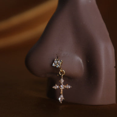 Cute cross cz gem  nose hoop Ring Body Piercing Jewelry
