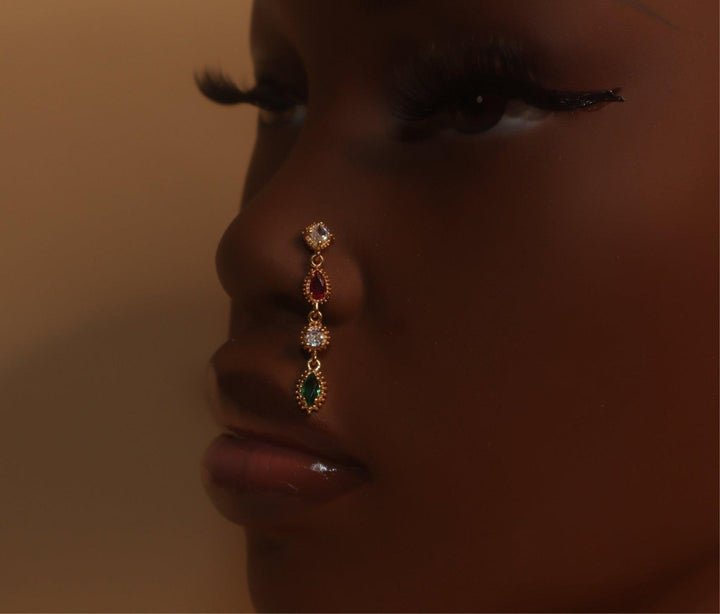 Positivity Dangle Gem Nose Stud Piercing Jewelry